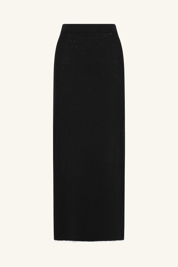 LENA SIDE SPLIT MAXI SKIRT - BLACK_G