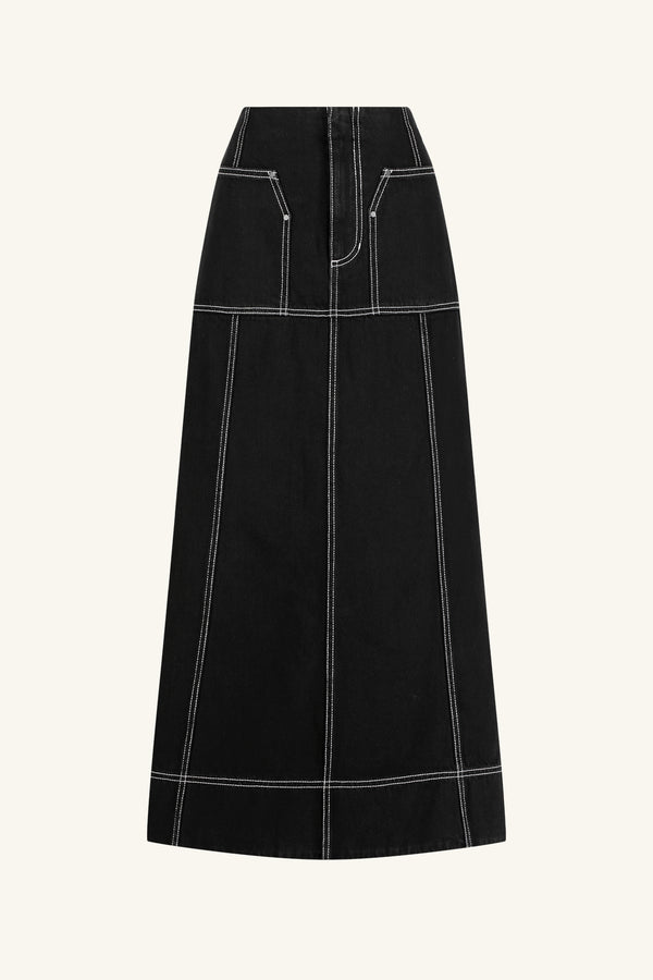 MERCER PANELLED MIDI SKIRT - BLACK_G