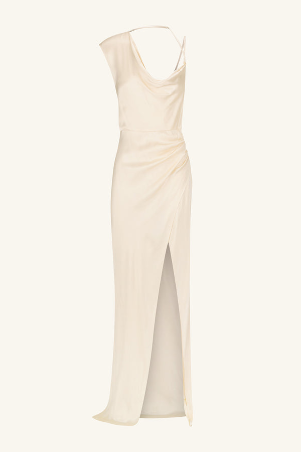 LA LUNE DRAPED MAXI DRESS - CREAM_G