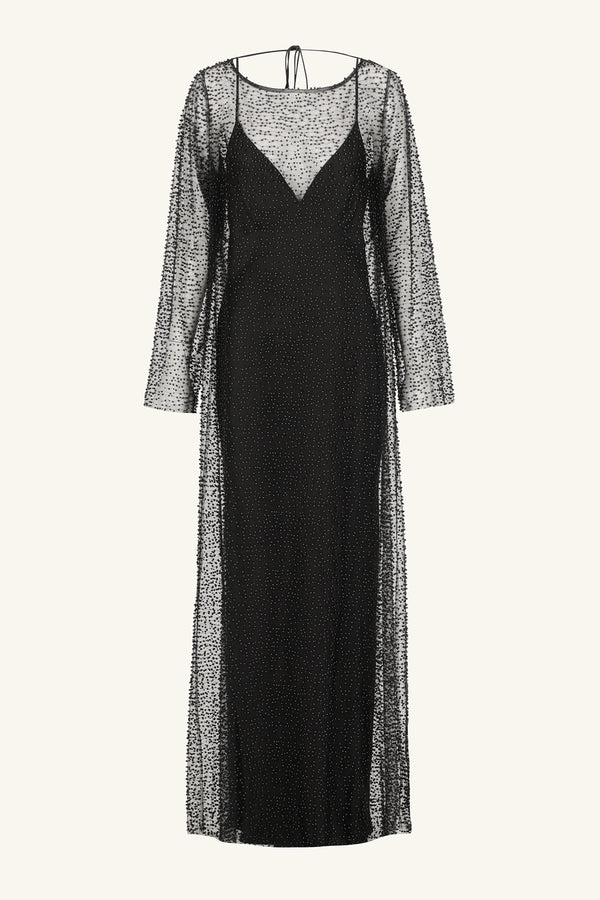 MONA COWL BACK MAXI DRESS - BLACK_G