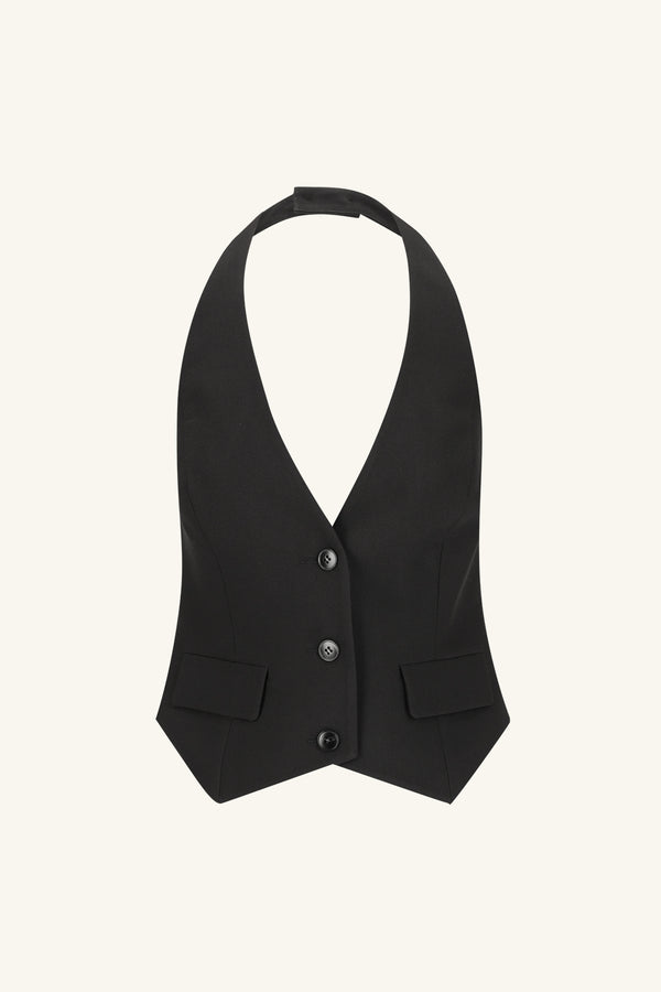 IRENA HALTER NECK VEST - BLACK_G