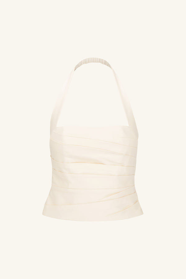 LANI DRAPED HALTER TOP - RICE_G