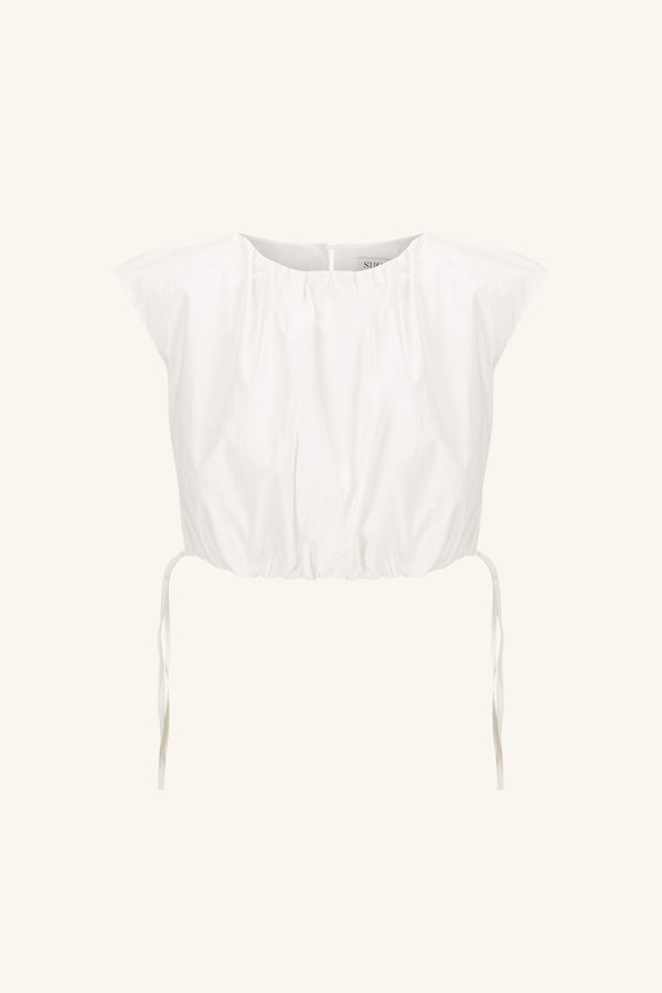 CAMPBELL GATHERED TOP - IVORY_G