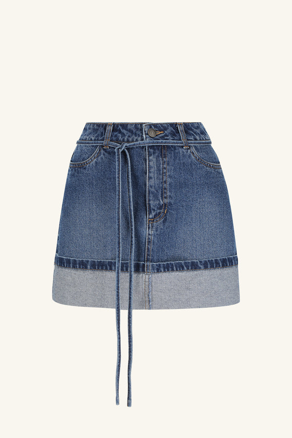 BOYD CUFFED MINI SKIRT - VINTAGE BLUE_G