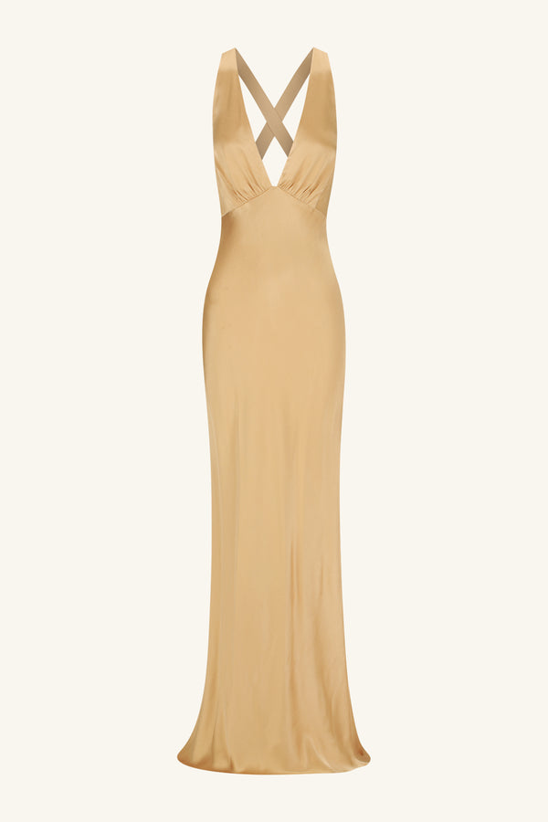 OLIVIERA PLUNGED CROSS BACK MAXI DRESS - TAFFY