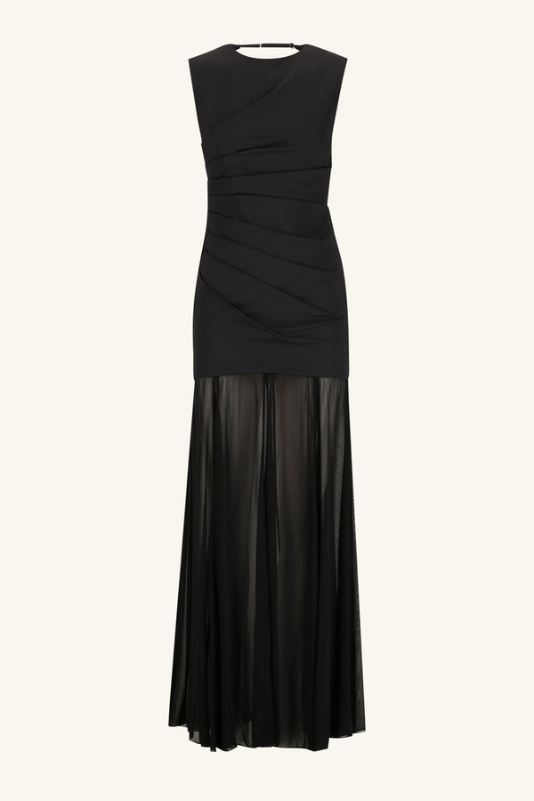 BLAINEY OPEN BACK DRAPED MAXI DRESS - BLACK_G
