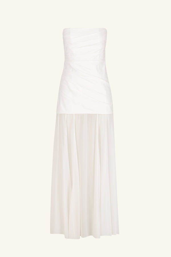 LUNAR STRAPLESS DRAPED MAXI DRESS - WHITE/IVORY_G