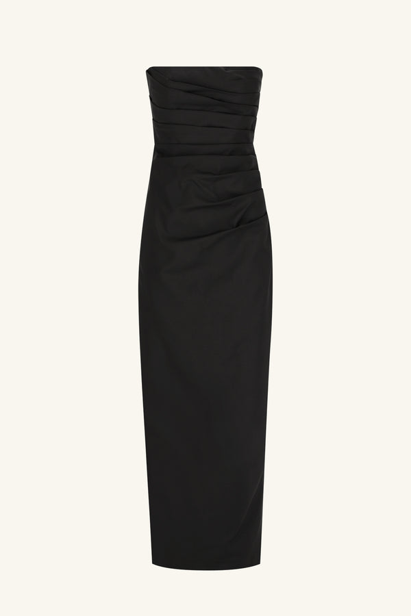 LANI STRAPLESS DRAPED MAXI DRESS - BLACK_G