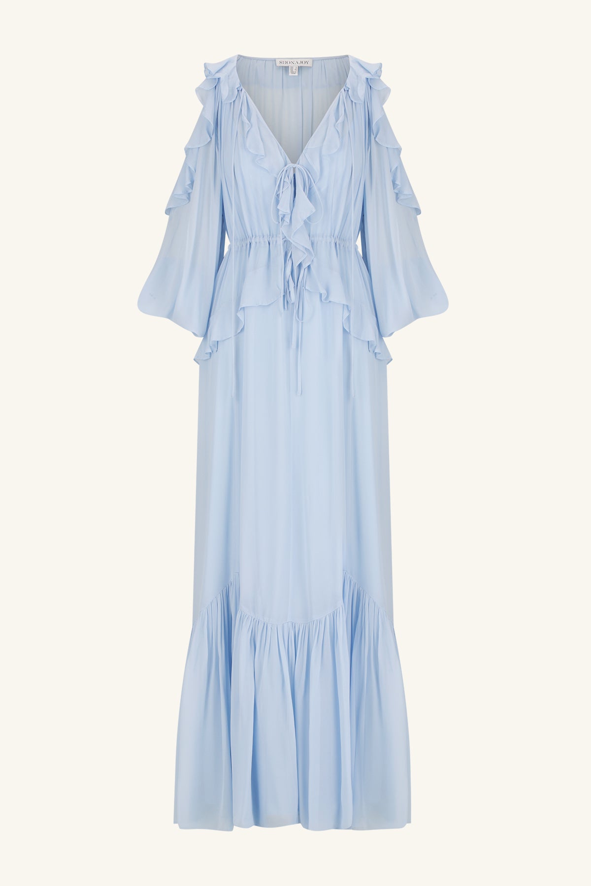 Emory Ruffle Drawstring Maxi Dress | Arcadian Blue | Dresses