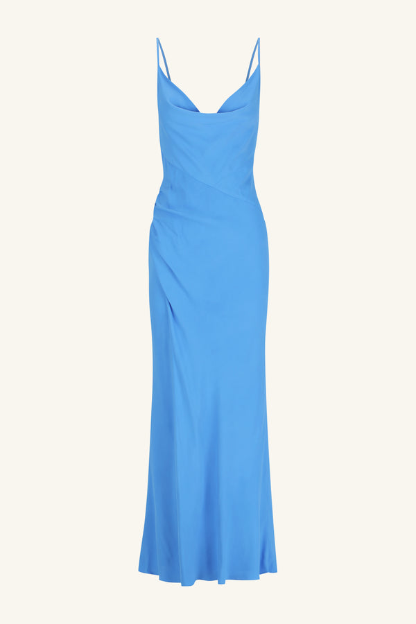 PIERCE COWL NECK MIDI DRESS - SONIC BLUE_G