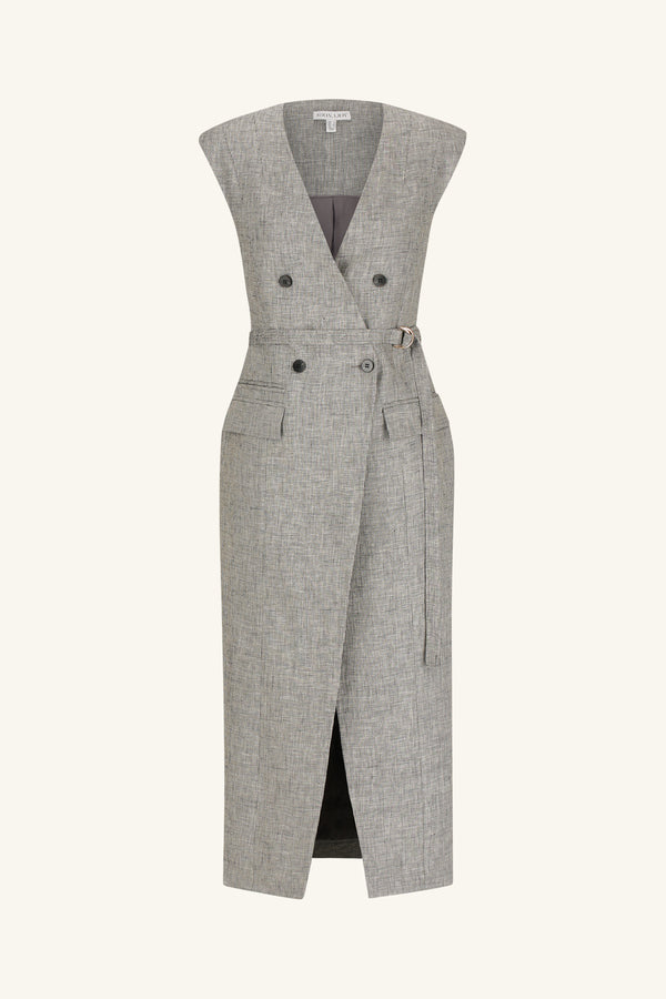 ELLIOT TAILORED MIDI DRESS - CONCRETE_G