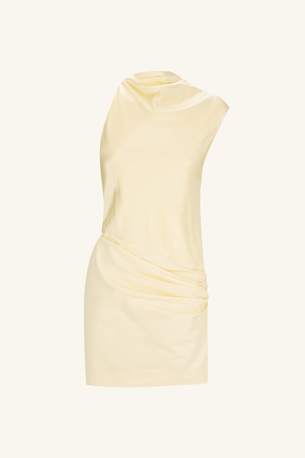 DILLON CONTRAST DRAPED COWL MINI DRESS - YELLOW SORBET_G