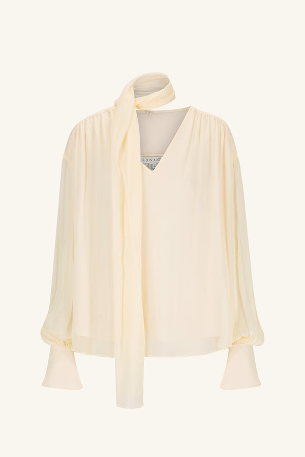 CLEMENCE SCARF BLOUSE - CREAM_G