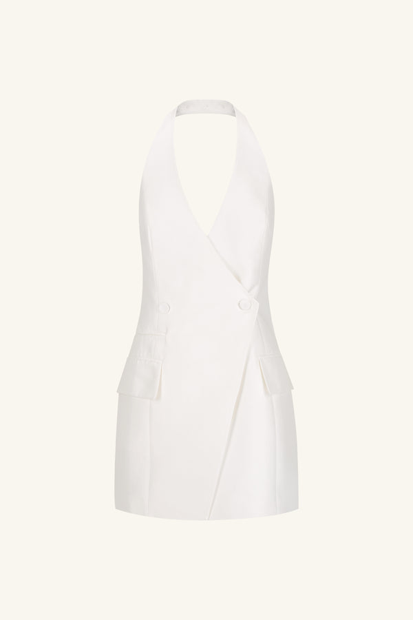 CALCITE TAILORED WRAP MINI DRESS - IVORY_G