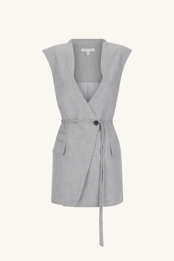 ASHER SLEEVELESS BLAZER DRESS - SMOKE GREY_G