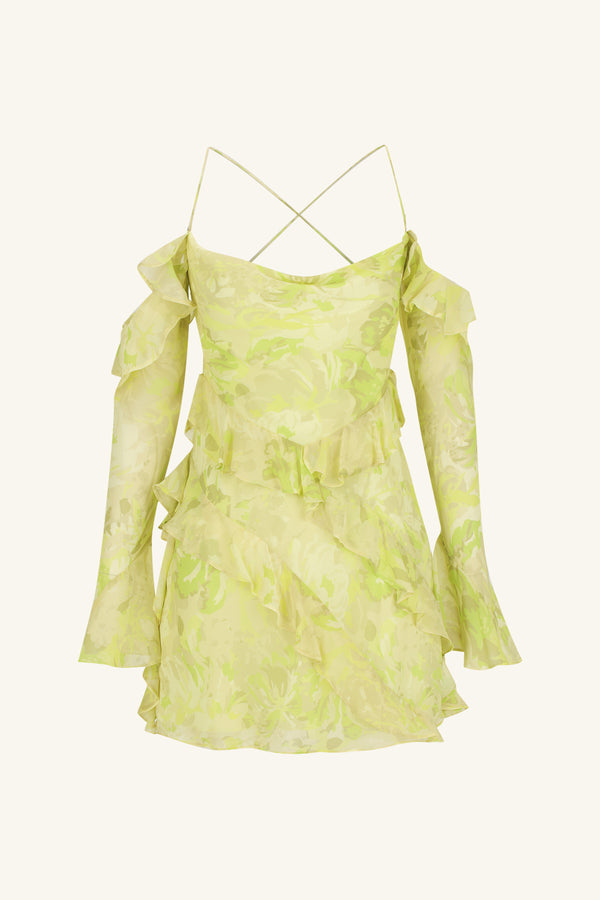 MILLER LONG SLEEVE RUFFLE MINI DRESS_G