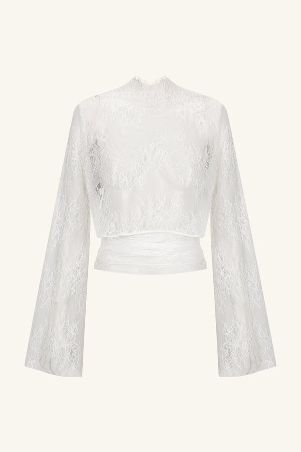 LAMBENT LACE LONG SLEEVE TIE TOP_G
