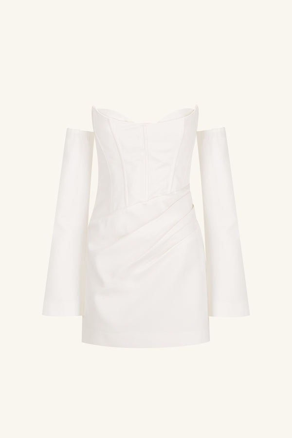 OAKLEY STRAPLESS DRAPED MINI DRESS - IVORY_G