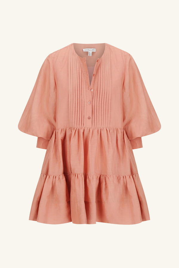 CELESTE TIERED MINI DRESS - ROSE_G