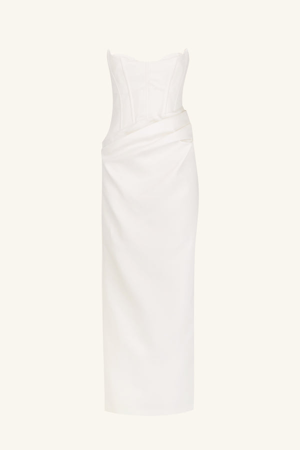 OAKLEY STRAPLESS DRAPED MAXI DRESS - IVORY_G