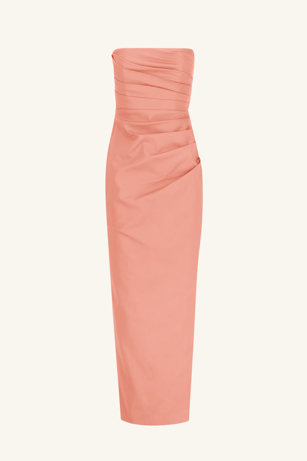 LANI STRAPLESS DRAPED MAXI DRESS - PEACH_G
