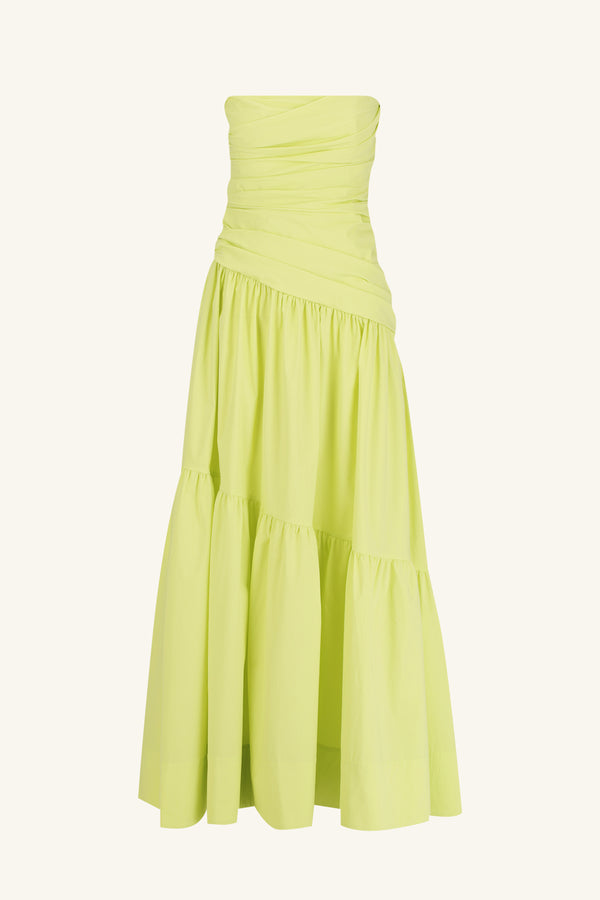 CAMPBELL STRAPLESS TIERED MAXI DRESS - LIME_G