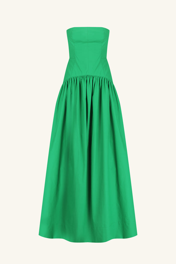 MAIORI LACE UP STRAPLESS MAXI DRESS - APPLE GREEN_G