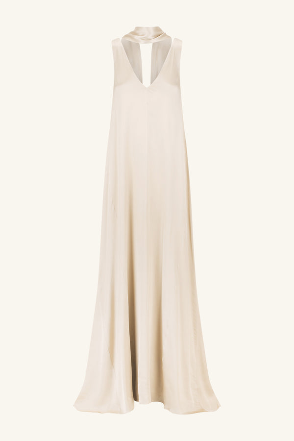 LA LUNE SCARF PANELLED MAXI DRESS - CREAM_G