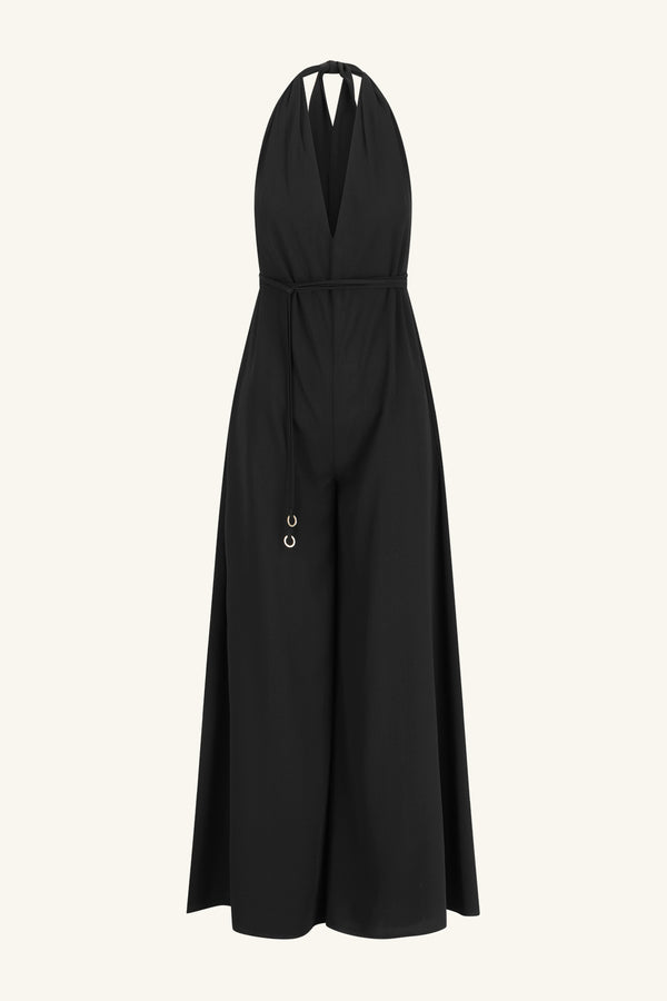 ILIAD HALTER NECK OPEN BACK JUMPSUIT - BLACK_G