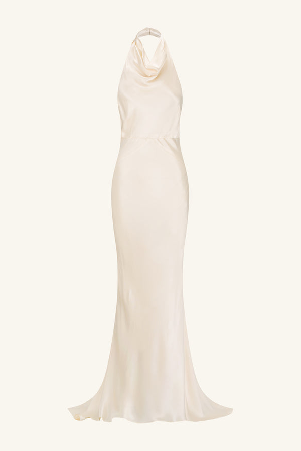 LA LUNE HIGH COWL OPEN BACK MAXI DRESS - CREAM_G