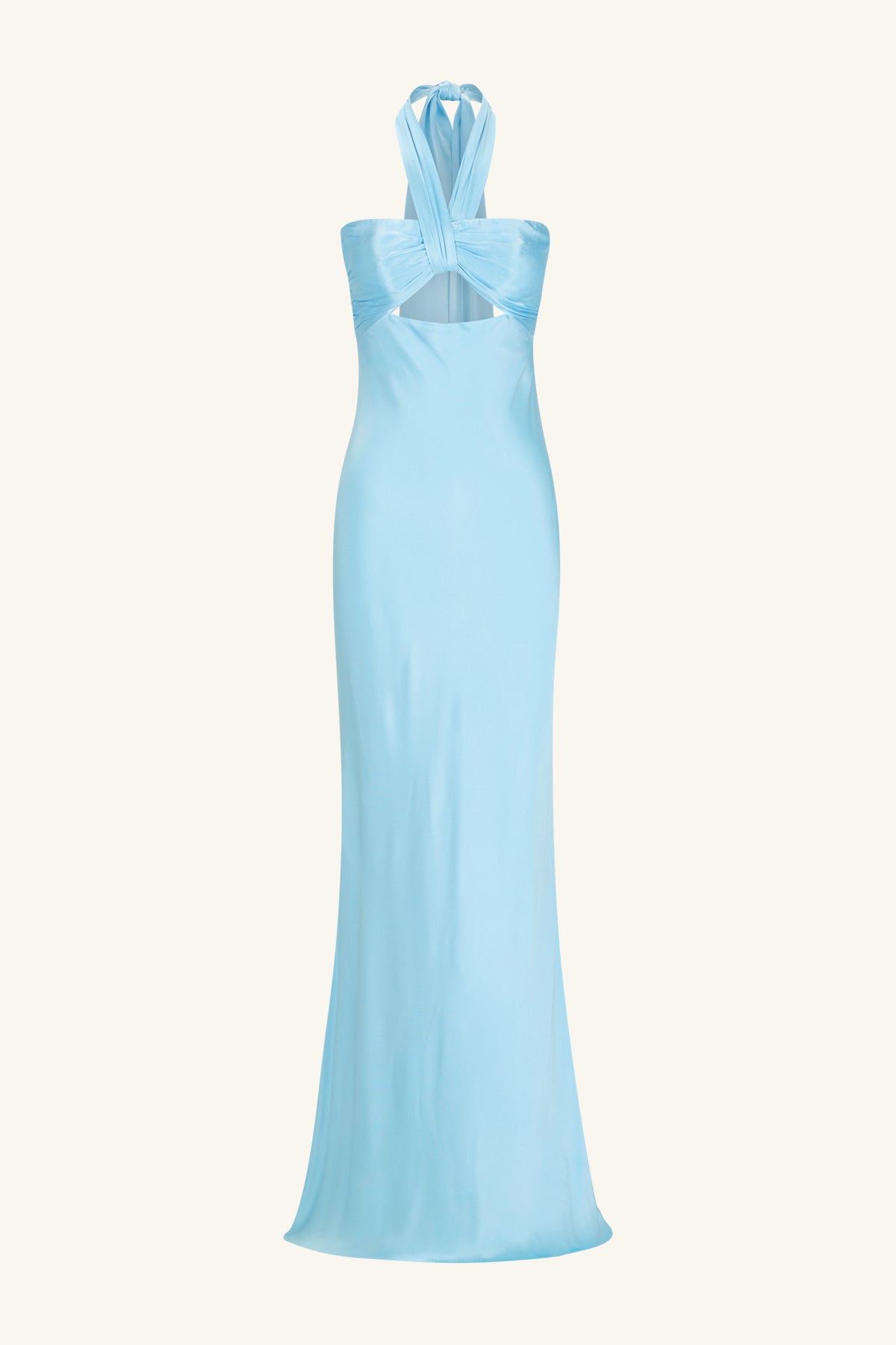 LA LUNE RUCHED HALTER MAXI DRESS - ICEBERG BLUE_G