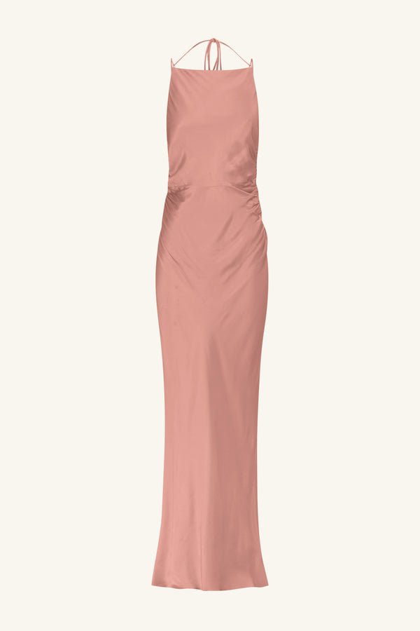 LA LUNE HIGH NECK RUCHED MAXI DRESS - ANTIQUE ROSE_G