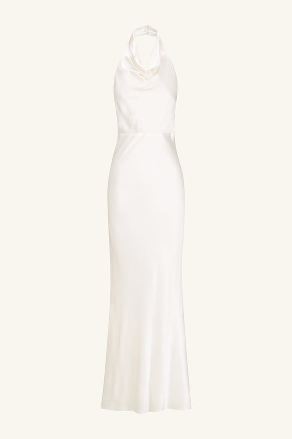 LA LUNE HIGH COWL OPEN BACK MAXI DRESS - WHITE_G