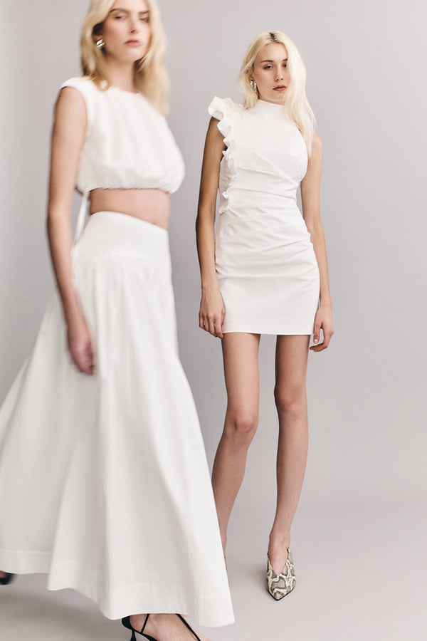 CAMPBELL GATHERED TOP - IVORY