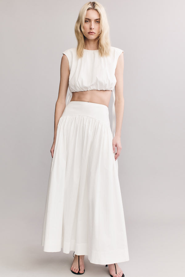 CAMPBELL GATHERED MAXI SKIRT - IVORY