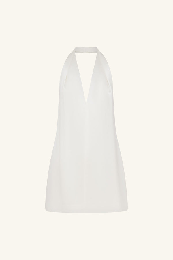 SAVANNA HALTER NECK MINI DRESS - IVORY_G