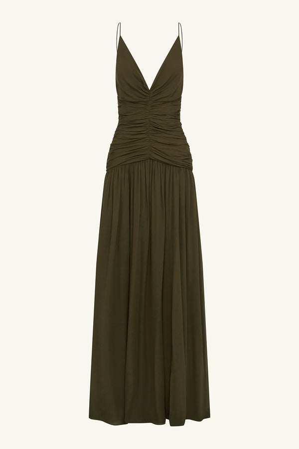 JUNO GATHERED BODICE MAXI DRESS - JUNGLE_G