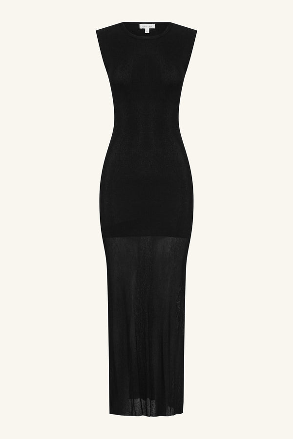 ROHE CAP SLEEVE MIDI DRESS - BLACK_G