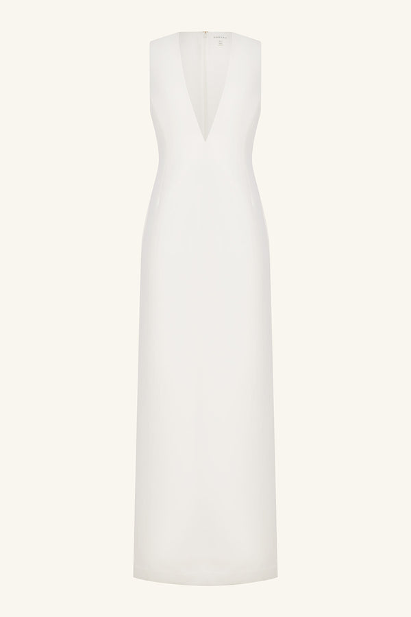 OTIS PLUNGED FITTED MAXI DRESS - IVORY_G