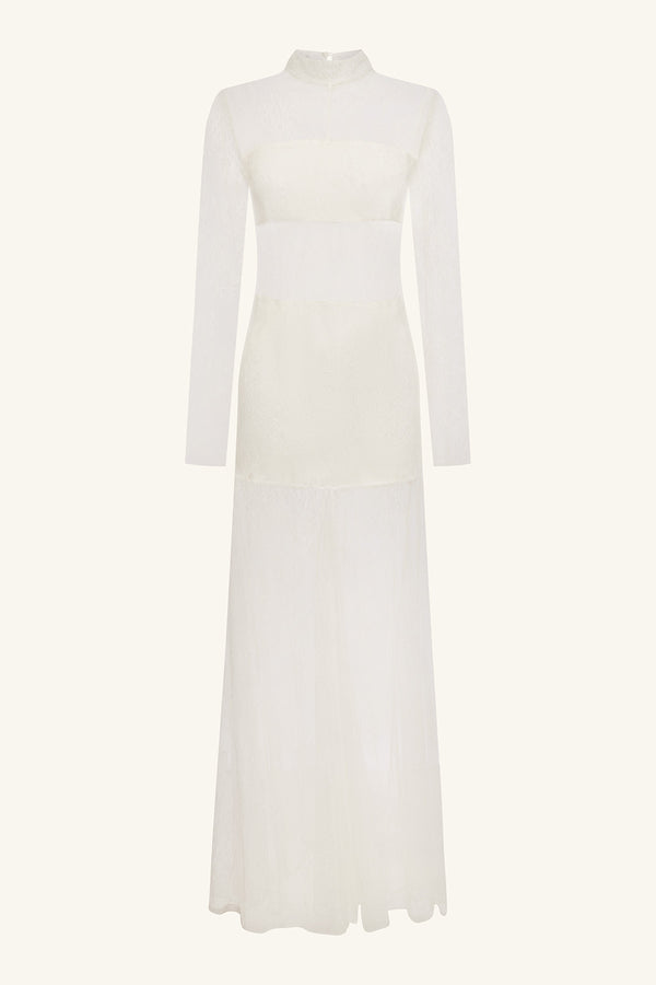 LABYRINTH LACE HIGH NECK MAXI DRESS - IVORY_G