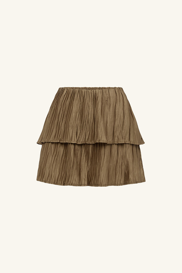 LEDA LAYERED MINI SKIRT - OAK_G