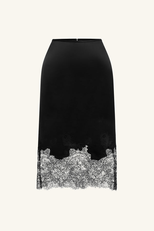 LUCIA LACE KNEE LENGTH SKIRT - BLACK_G