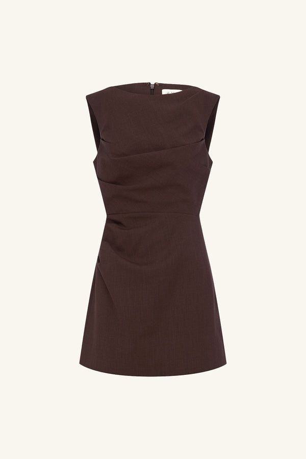 ASHER DRAPED MINI DRESS - RISTRETTO_G