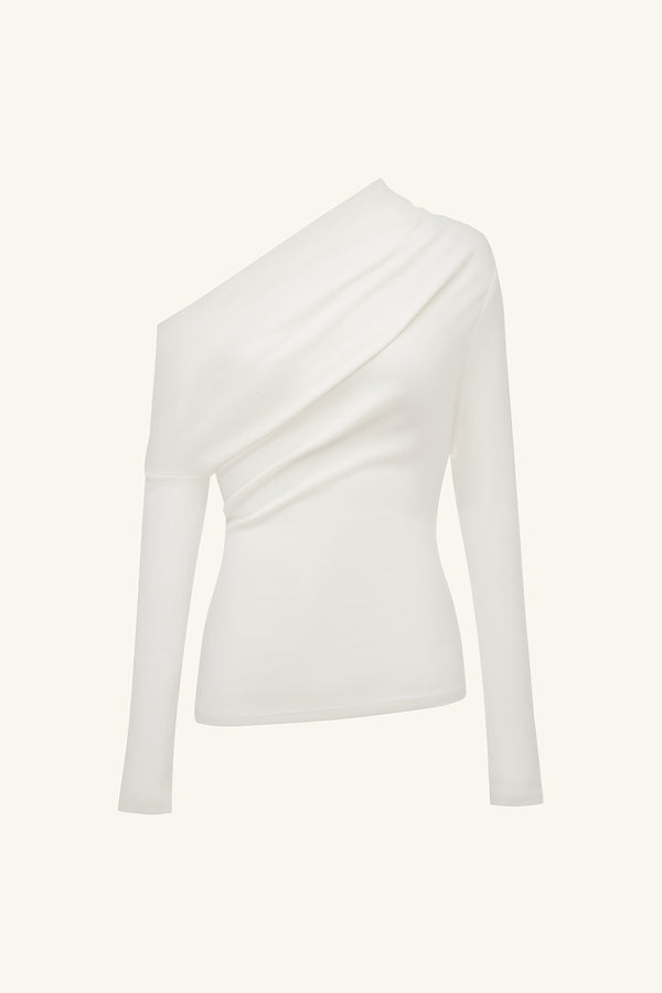 ABY ASYMMETRICAL JERSEY TOP - IVORY_G