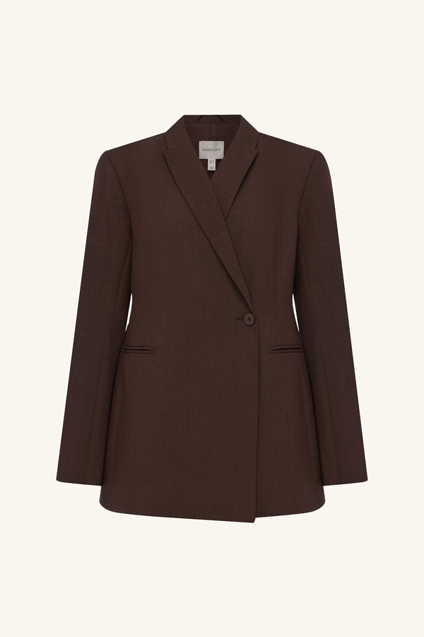 ASHER HOURGLASS DOUBLE BREASTED BLAZER - RISTRETTO_G