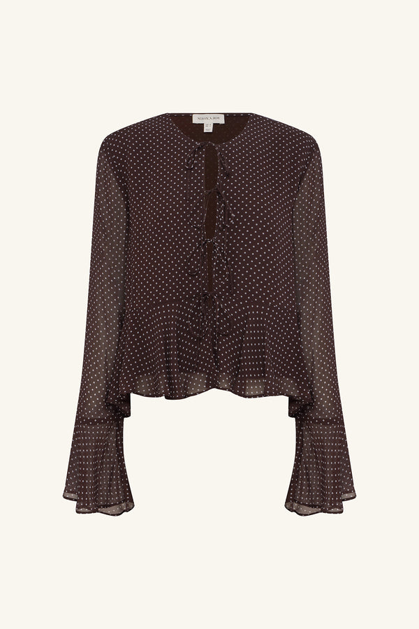 MADDOX LONG SLEEVE RUFFLE TOP_G