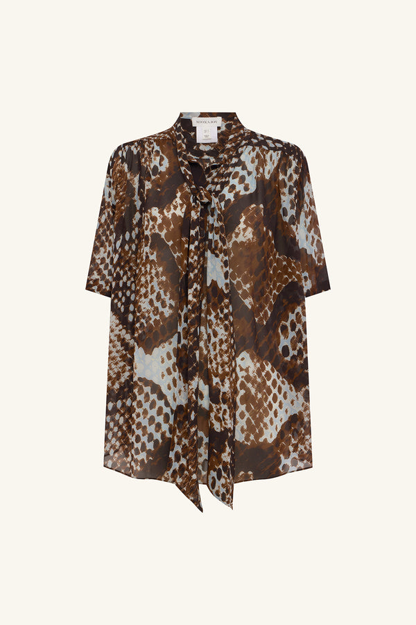 MAIA SHEER SCARF SHIRT WITH TIE_G