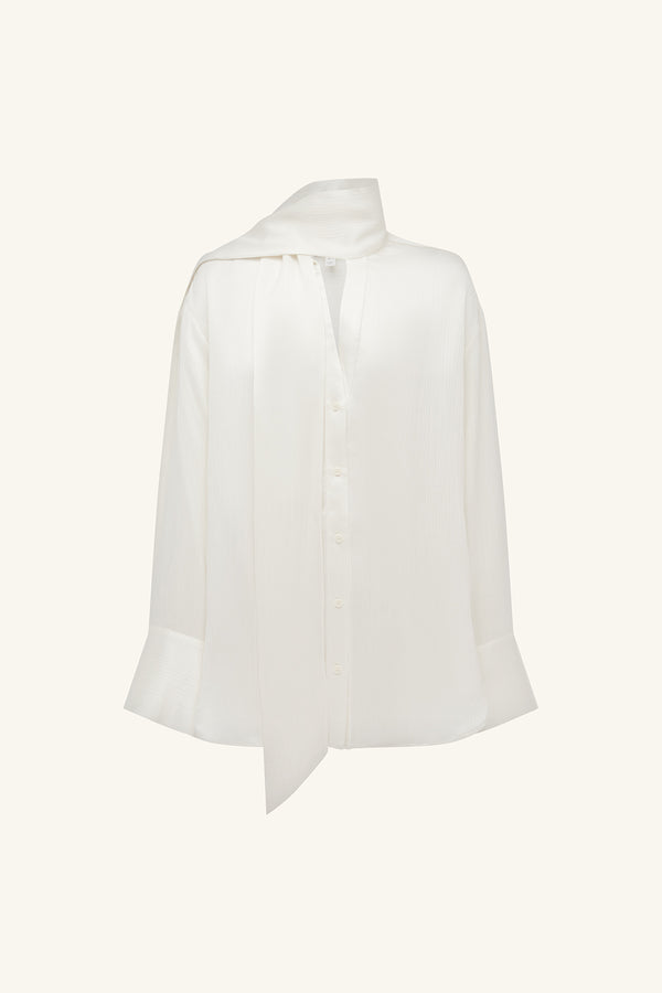 HUXLEY TEXTURED SCARF SHIRT - VANILLA_G