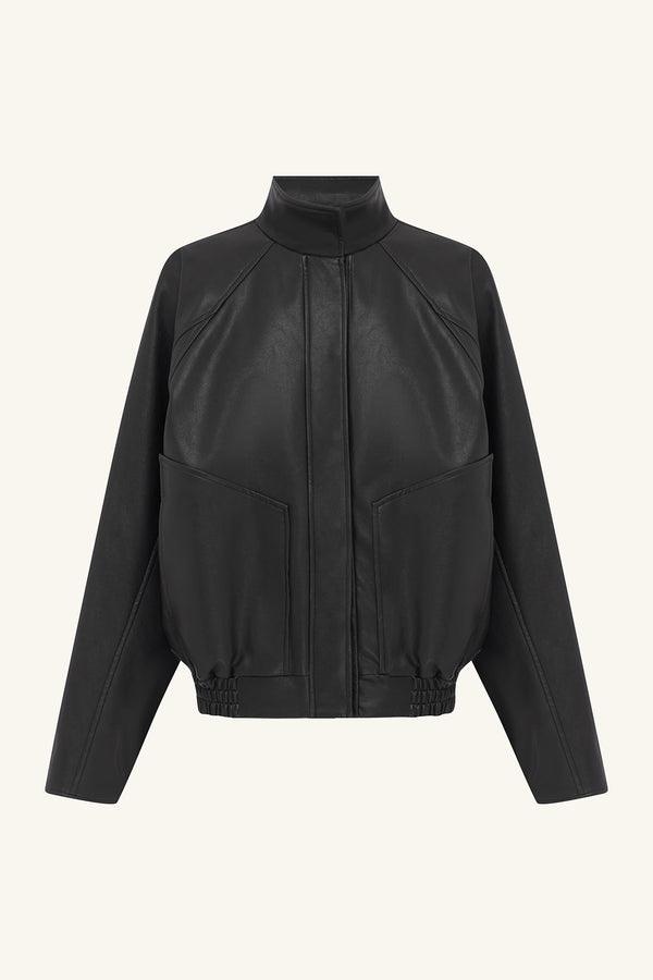 KENNEDY FAUX LEATHER JACKET - BLACK_G