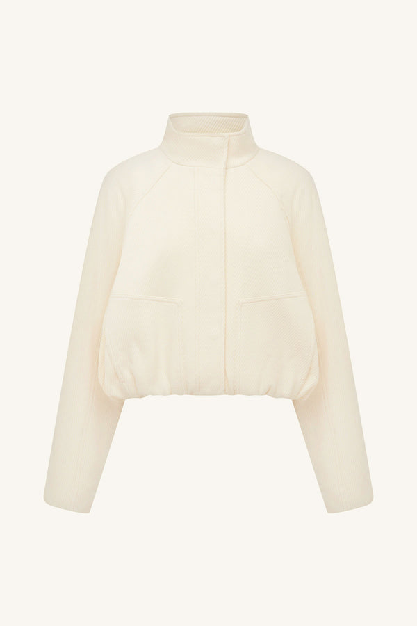 CROSBY WOOL BLEND CROPPED BOMBER JACKET - IVORY_G